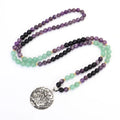 Dongling Long handmade stone bead yoga necklace with geometric lotus pendant and matching bracelet