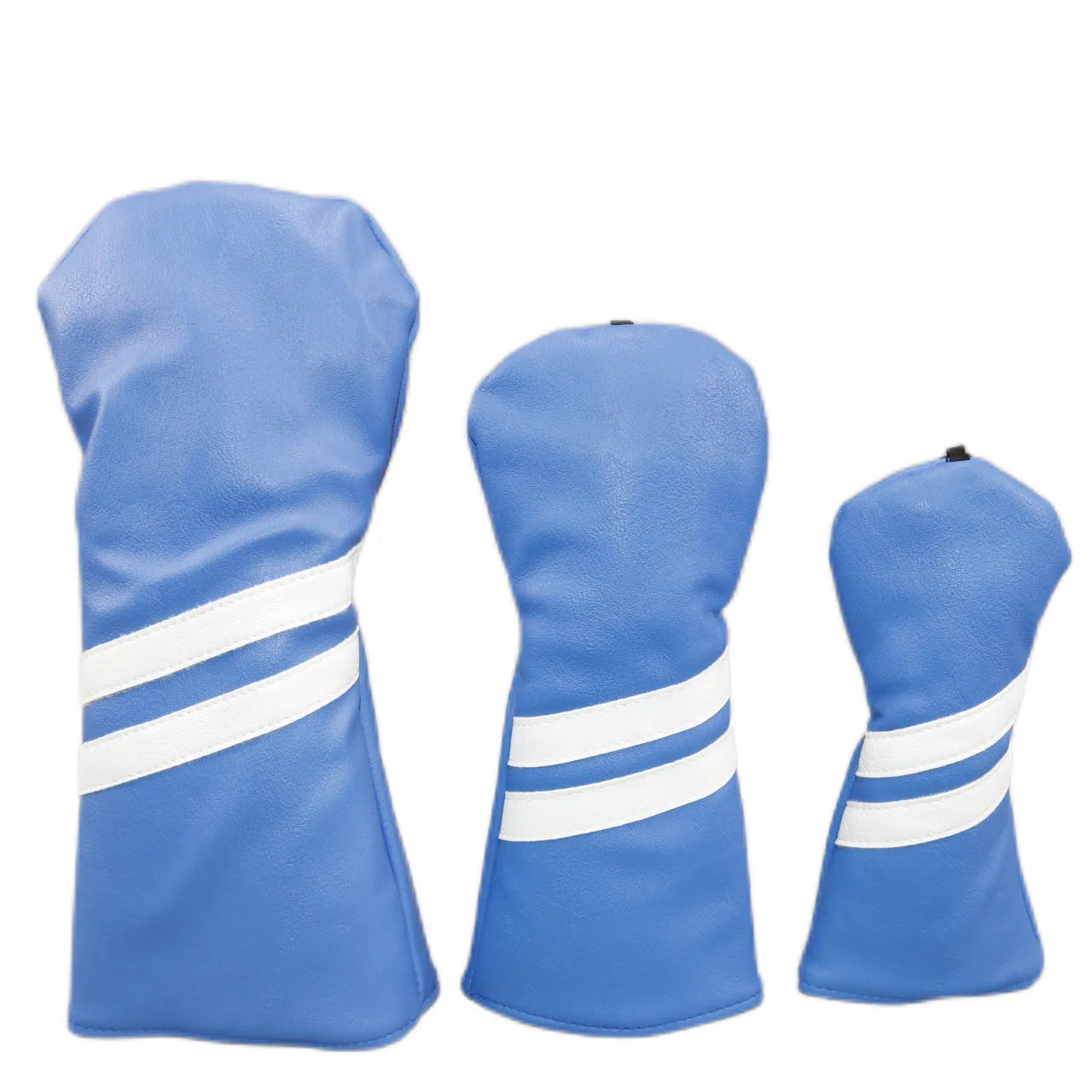 A golf club head cover with two diagonal stripes, shown in one of six available colours.
