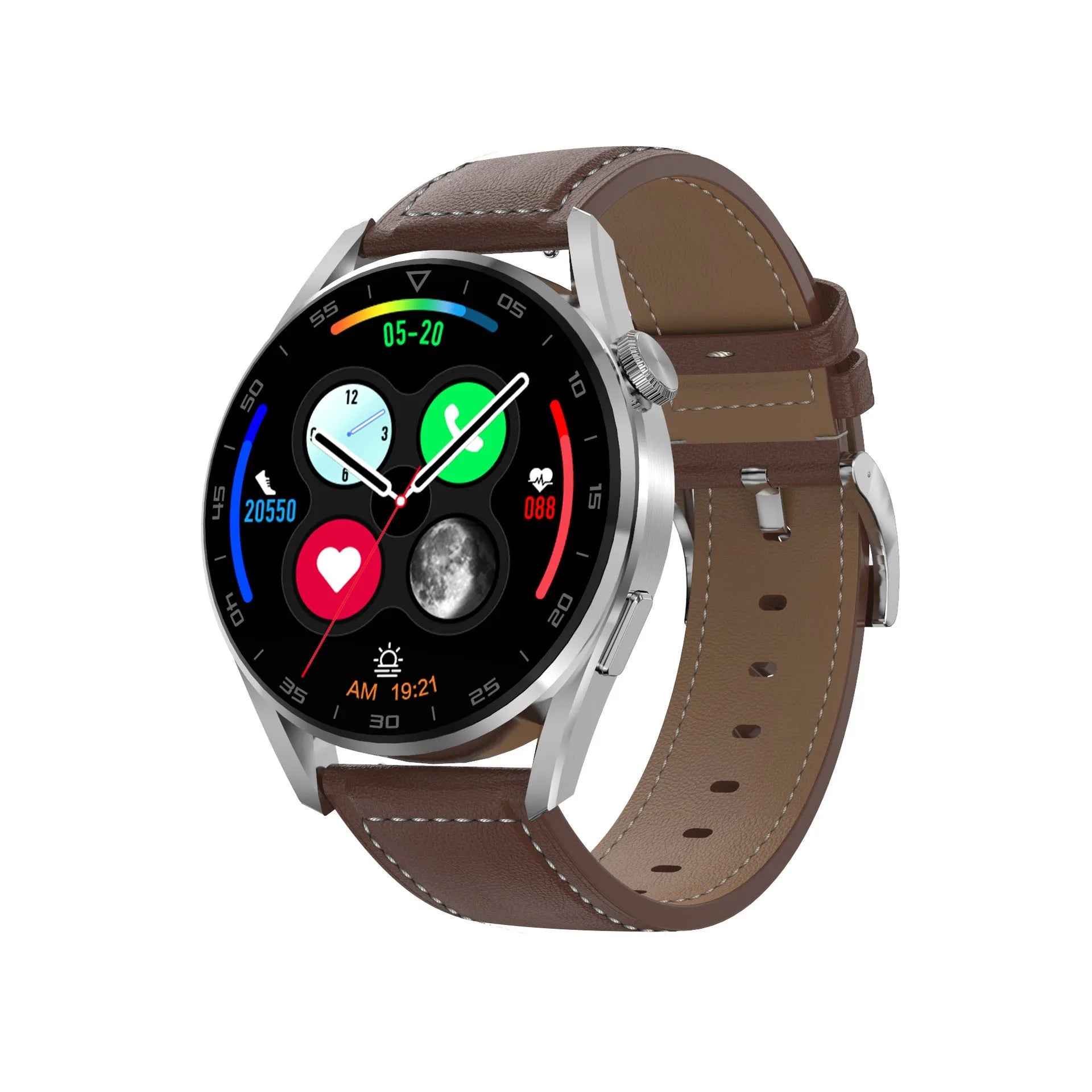 Bluetooth smart watch with call functionality and QR code scanning on wrist showing 1.3-inch display