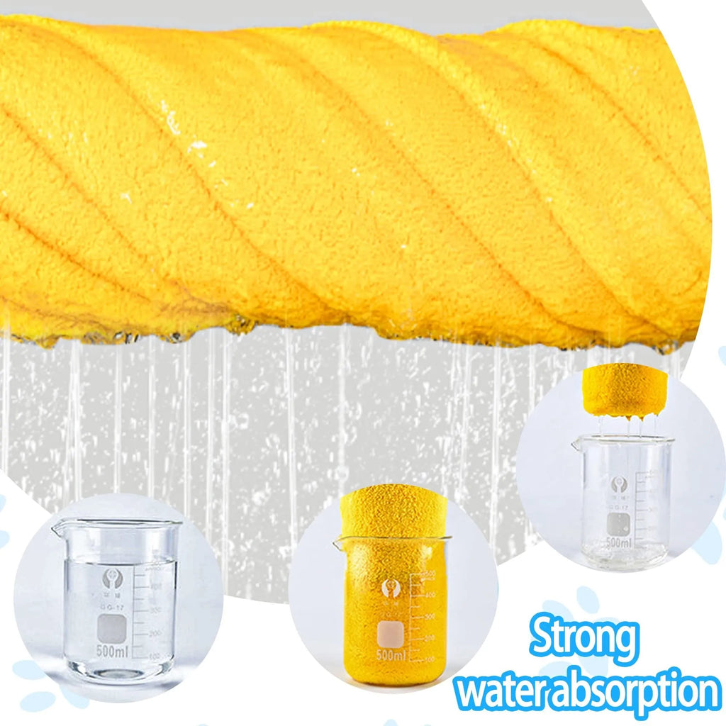 Yellow microfiber dog drying towel on hook, super absorbent for quick drying pets