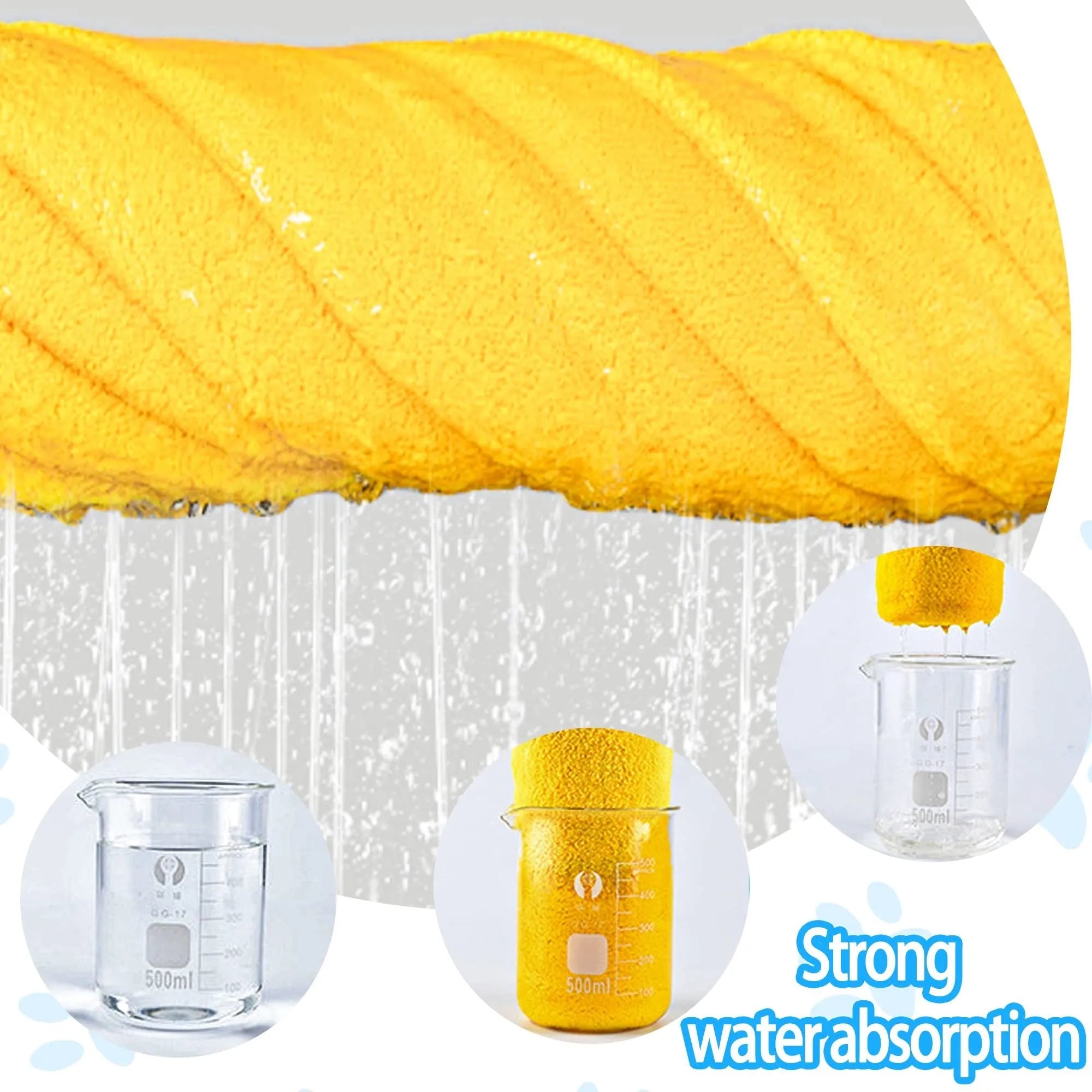 Yellow microfiber dog drying towel on hook, super absorbent for quick drying pets