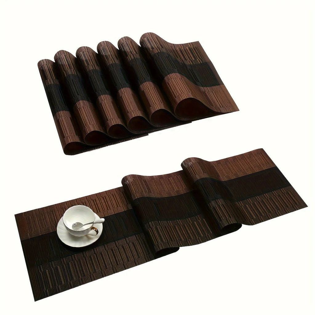 PVC non-slip dish mat in modern simplicity style protecting a wooden dining table