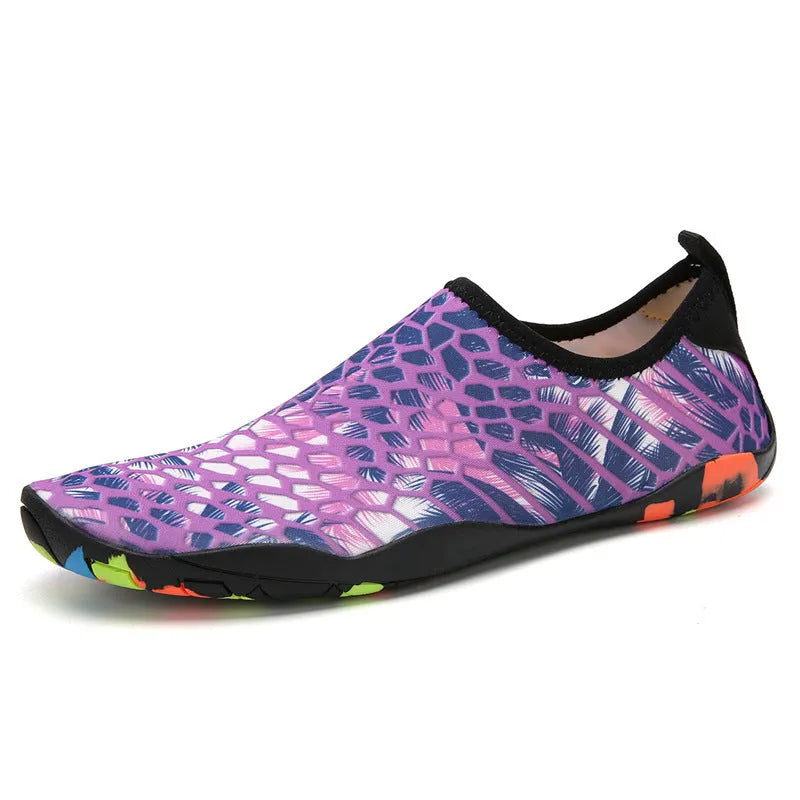 Blue and camouflage quick-dry wading shoes with elastic Lycra upper and EVA foam sole
