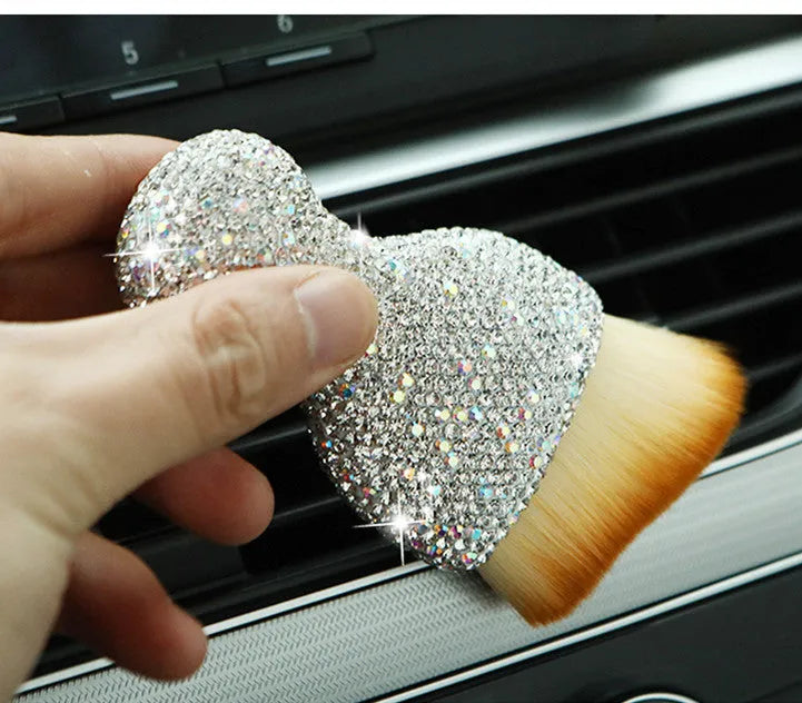 White soft PVC car interior cleaning brush for dusting dashboards and vents