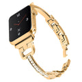 D-shaped metal diamond pattern link strap for Apple Watch in silver finish