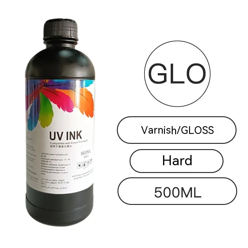 500ml bottle of UV printer ink for Epson XP600 and TX800 nozzles in various colours