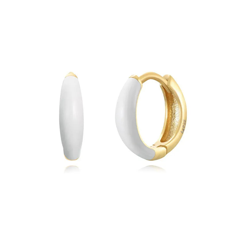 Epoxy resin oval curved earrings in geometric U-shape design with seven colour options