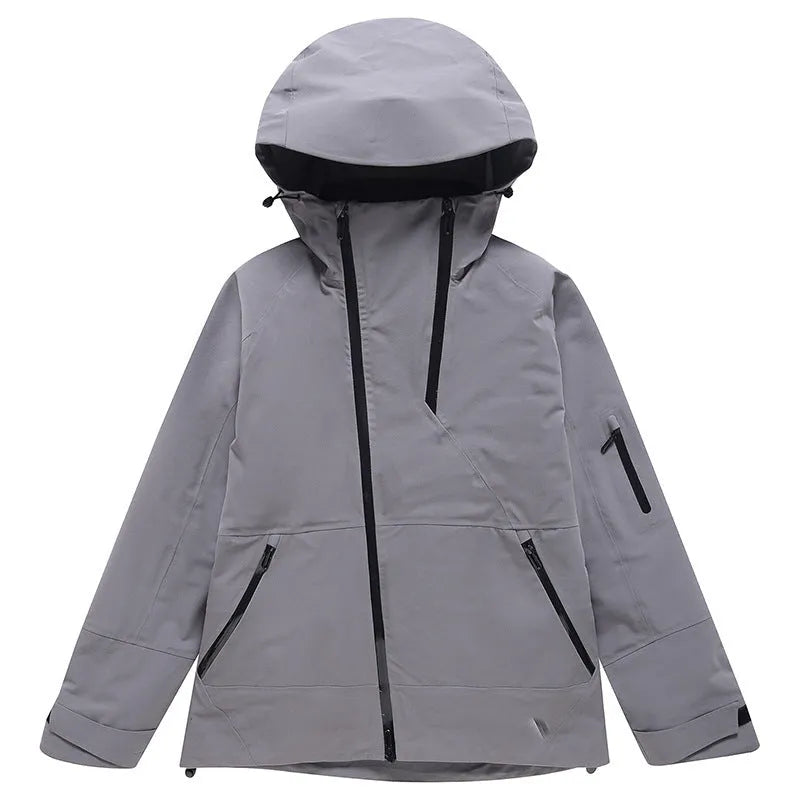 Men's and women's thin ski suit in black, designed for windproof and waterproof winter sports protection.
