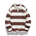 Long sleeve polo shirt in pearl cotton fabric with lapel collar and loose fit design