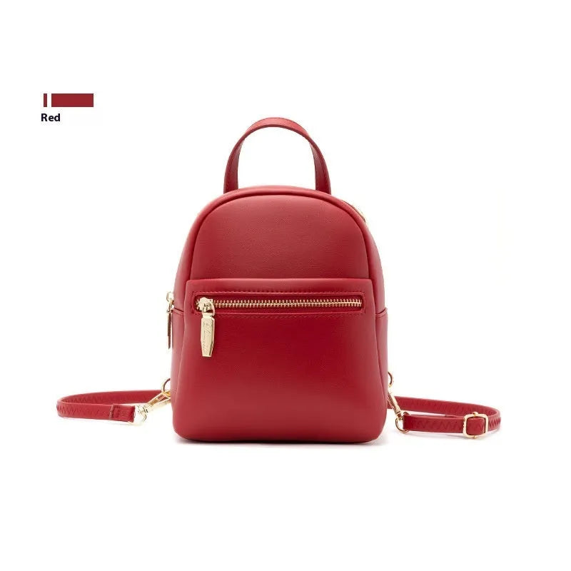 Soft PU mini backpack in street style with three-dimensional pocket and contrast trim