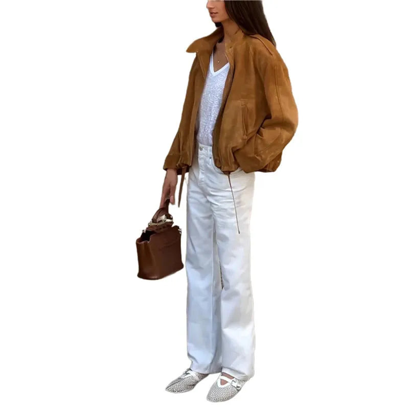 Retro solid colour loose fit polyester jacket on a hanger, shown in picture colour.