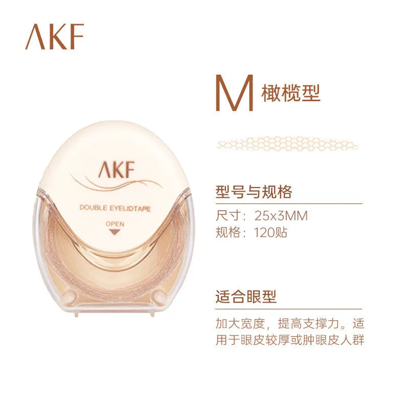 Roll of lace double eyelid stickers in packaging, showing options for Crescent M and Olive M shades.