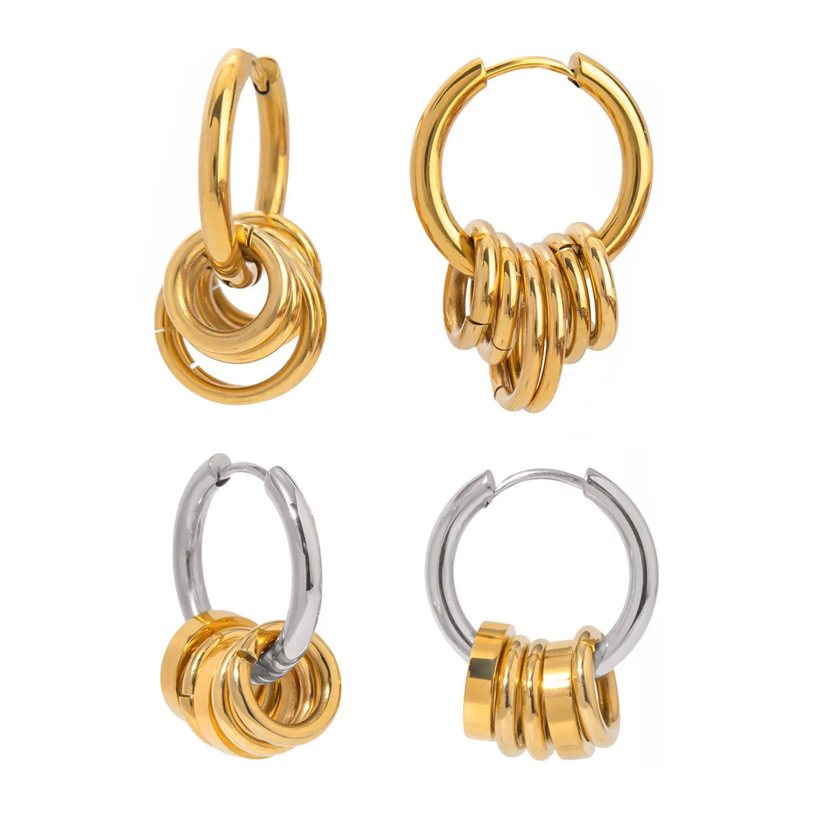Stainless steel colour matching earrings with electroplating treatment in ins style