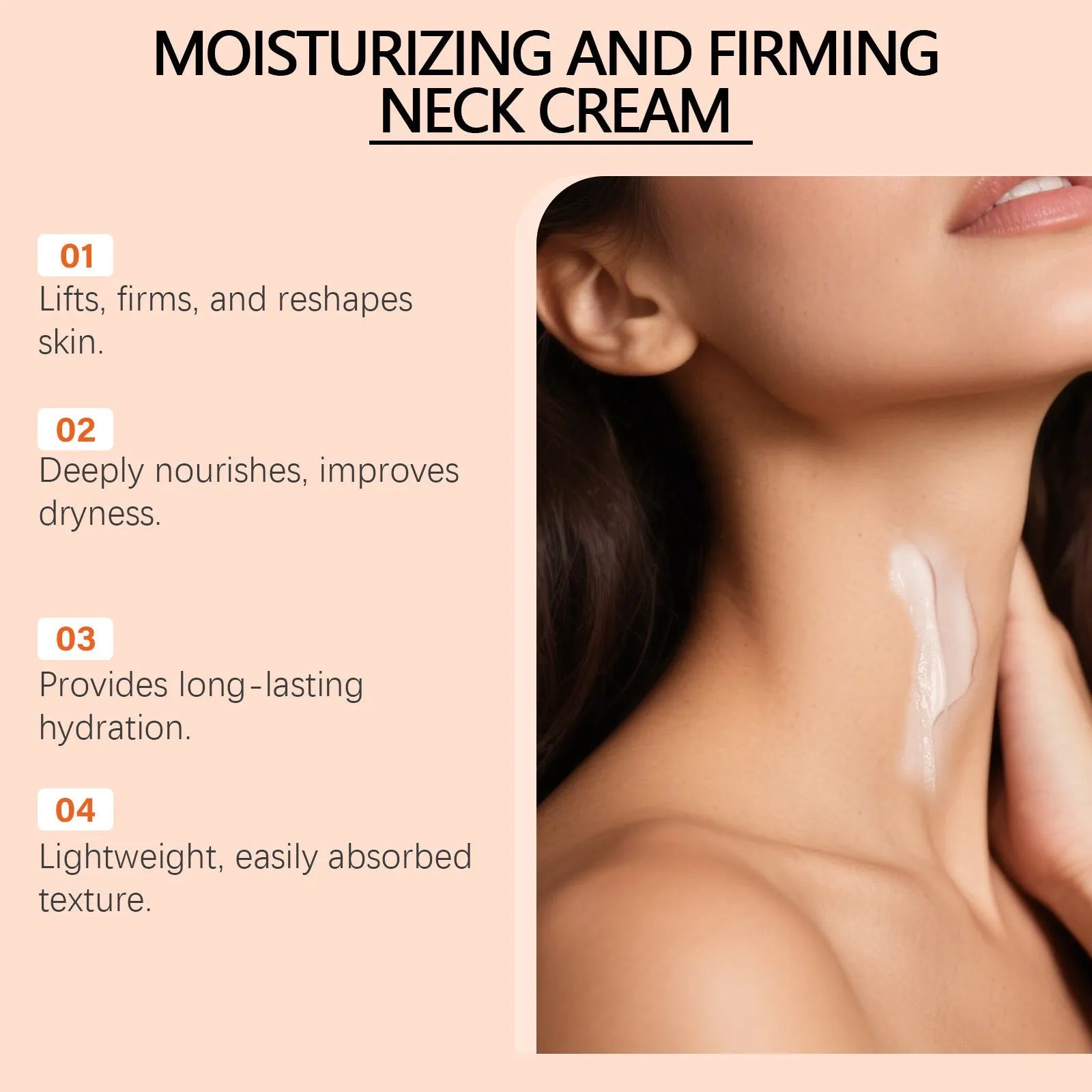 50g neck contour moisturising cream in compact rectangular packaging