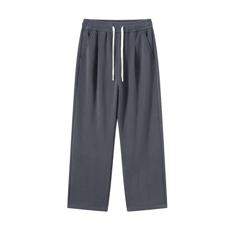 Men's double-sided polar fleece winter sports pants with wool lining in loose Korean style fit