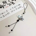 Guofeng Chinese style bead pendant keychain with floral pattern in Fan or Poetry colour.