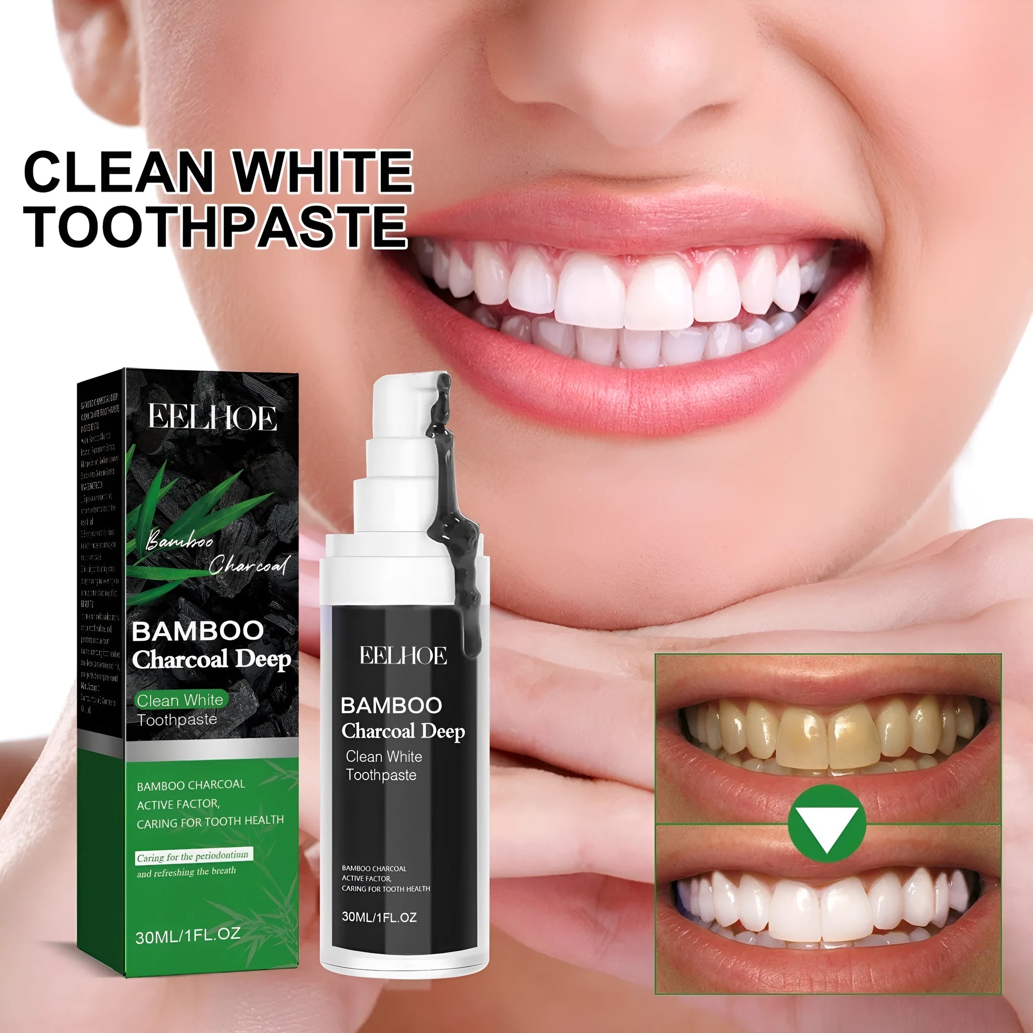 30ml bamboo charcoal bright white stain removing toothpaste tube with natural whitening formula