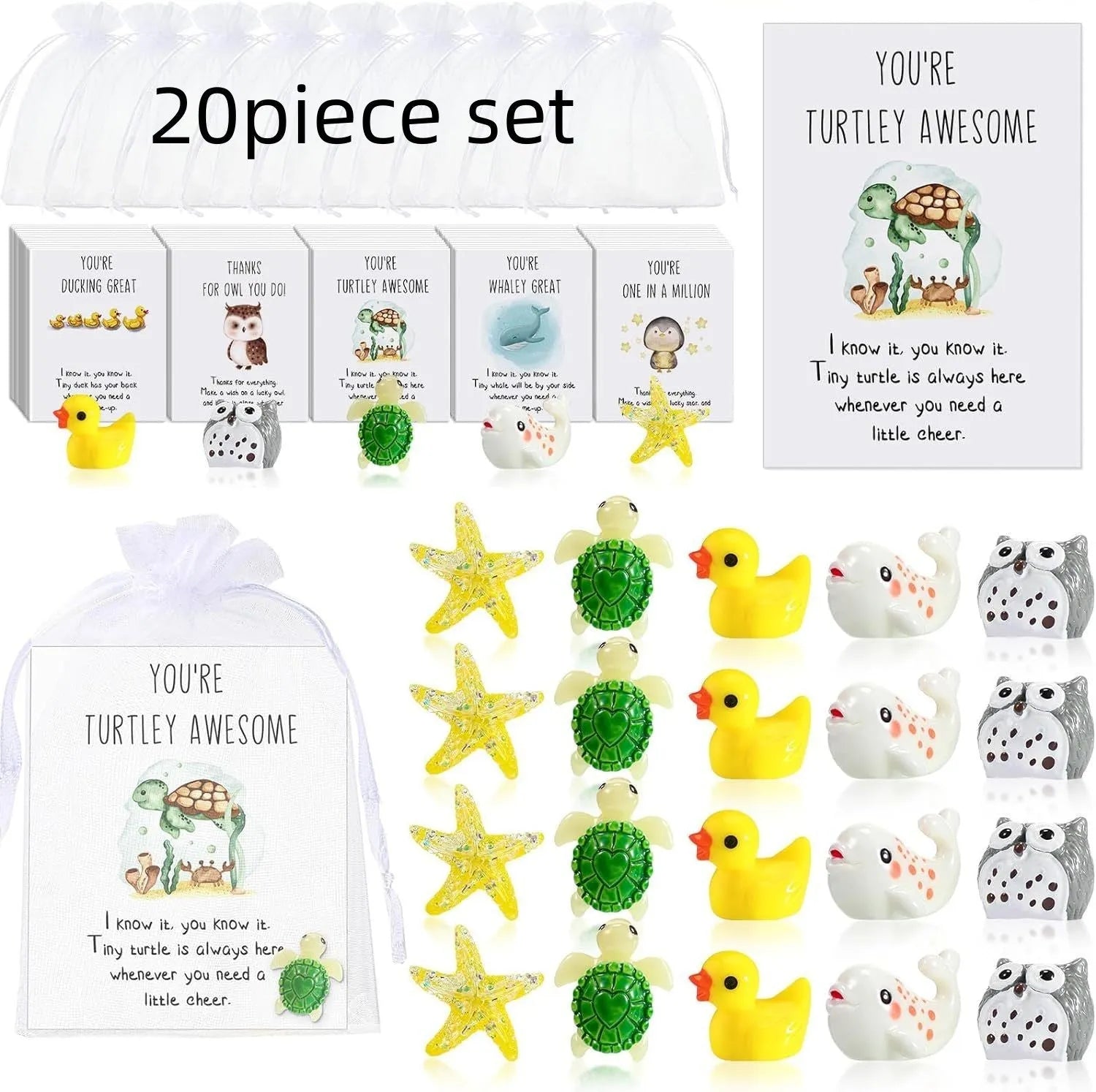 Set of pun-inspired inspirational memo cards made from durable resin material.