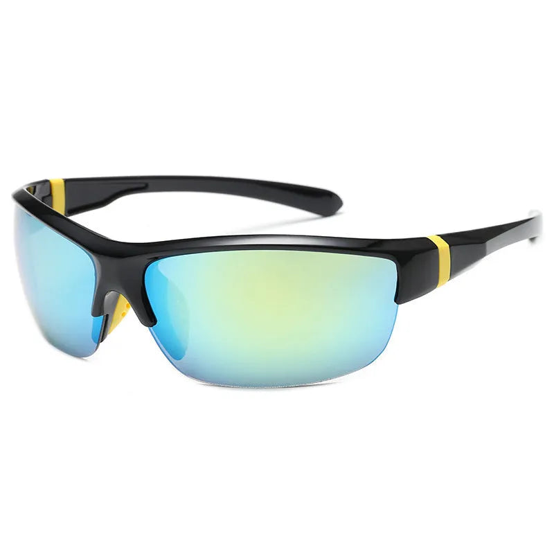 Men's athletic cycling sunglasses with semi-frameless frame in various colour options