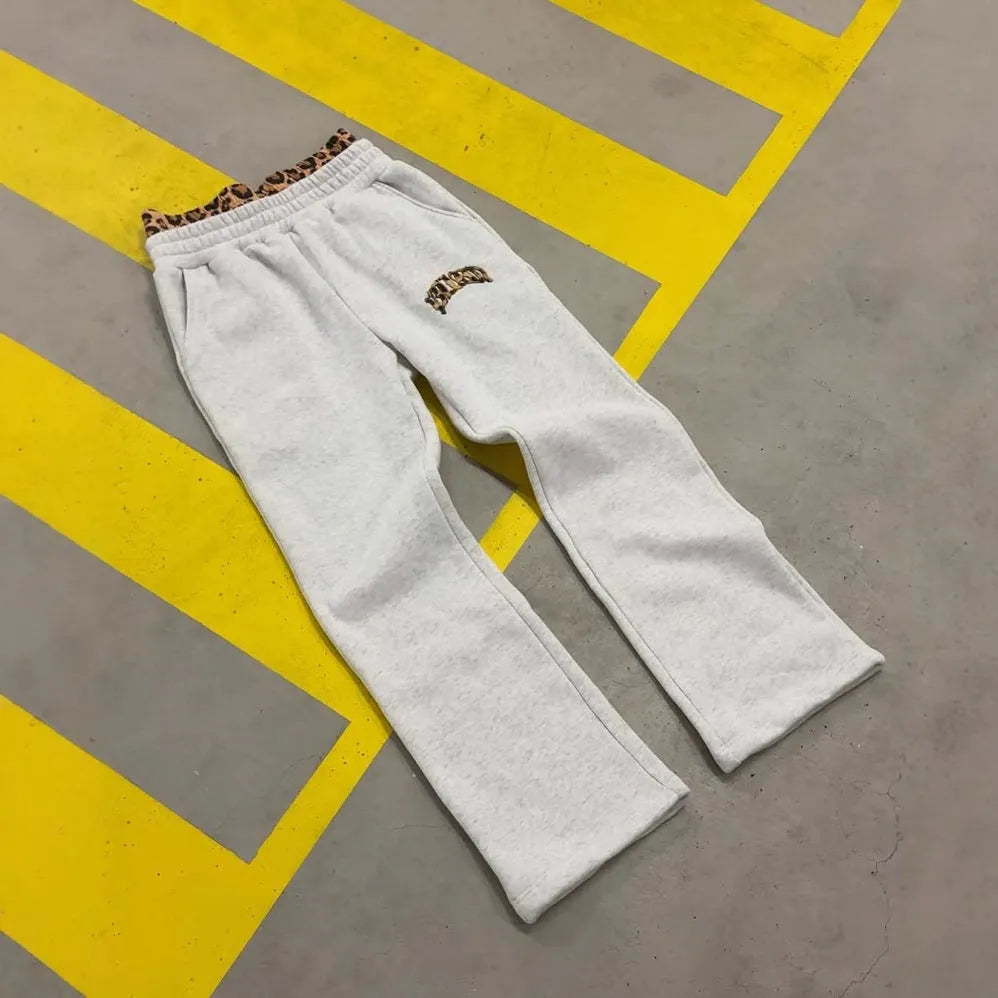 Men's patchwork double waist hip hop trousers with zip fly in polyester elastic fabric