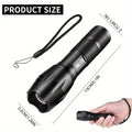 Black high power LED tactical flashlight with zoomable lens and aluminium alloy body