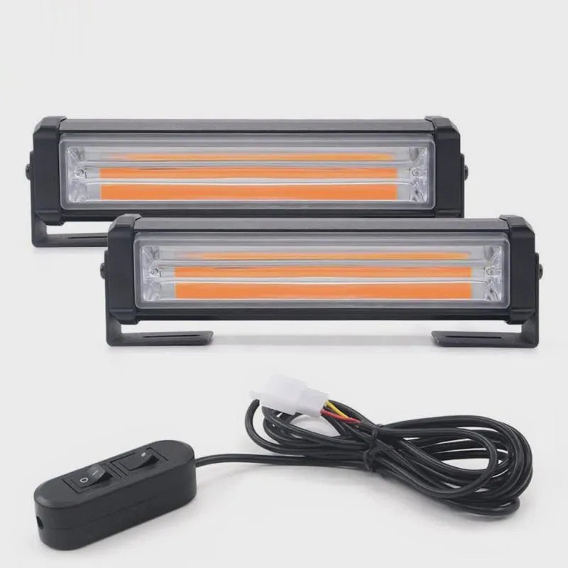 Yellow circular LED strobe warning light with 160mm diameter for 12-24V vehicle installation