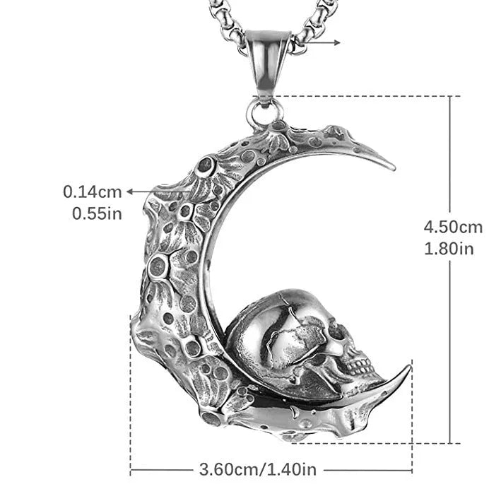 Men's silver stainless steel necklace with an alloy skull pendant on a chain.
