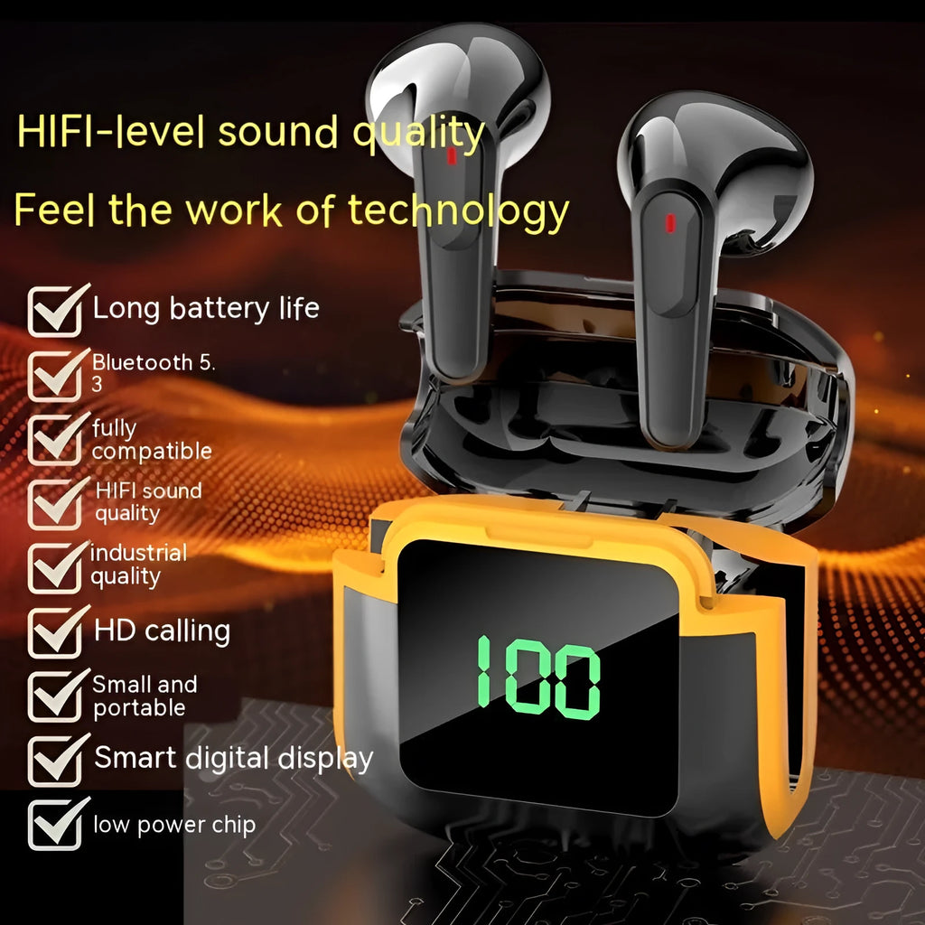 Wireless binaural digital display noise-reduction Bluetooth headset in Pro90 Black