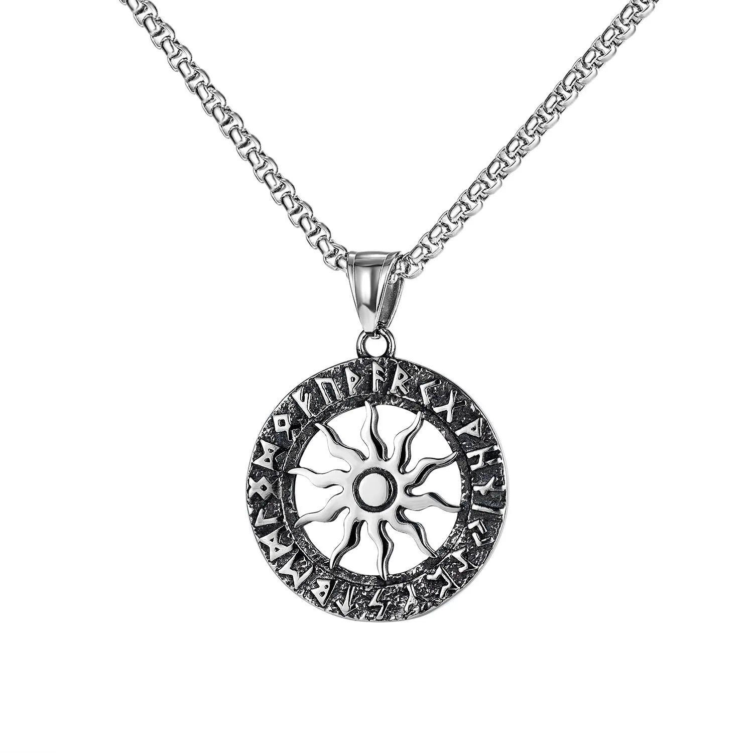 Men's silver stainless steel necklace with an alloy skull pendant on a chain.
