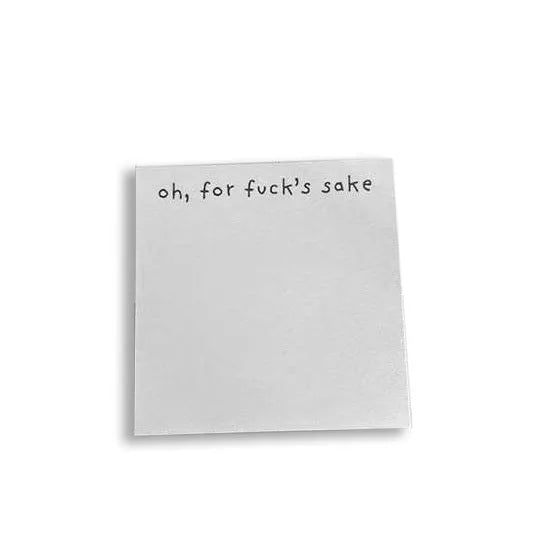 7.5 cm square sticky note with adhesive backing showing English text design