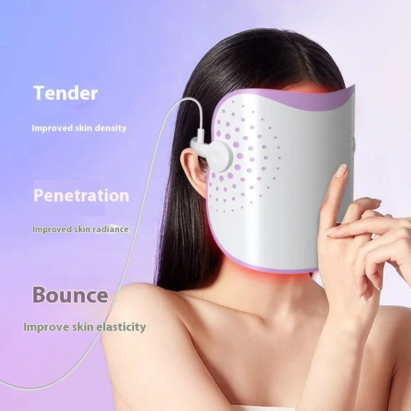 White and purple photon IPL beauty mask device on a plain background.