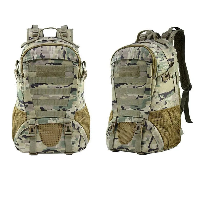 Oxford cloth mountaineering backpack in camouflage pattern with air pillow belt system for outdoor sports