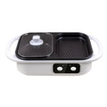 White or green multi-functional electric cauldron and frying oven appliance with mechanical controls