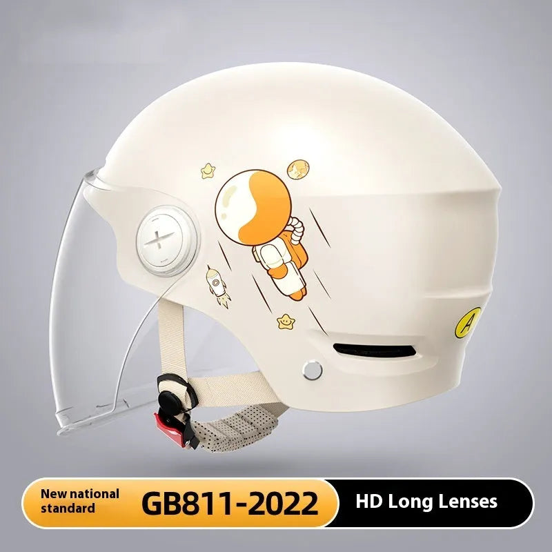 Khaki electric motorcycle half helmet with ABS construction for summer commuting