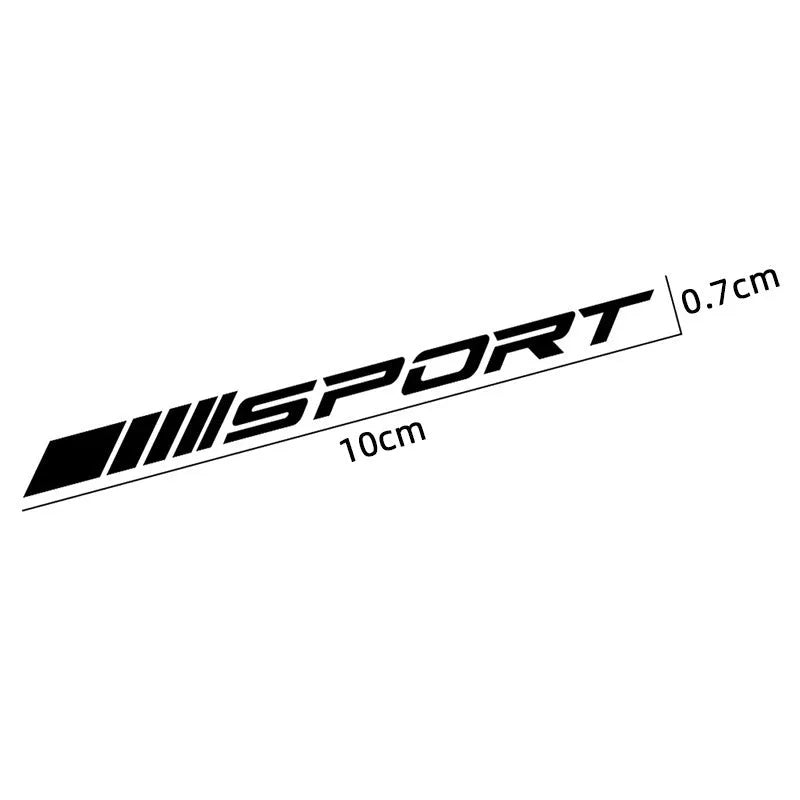 Hollow sports design car rim sticker in black, red or white colours measuring 10cm by 0.7cm