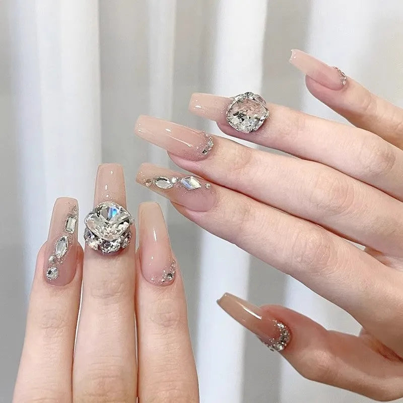 Rhinestone nail art crystal stacked diamond accessories square princess series for nail drills