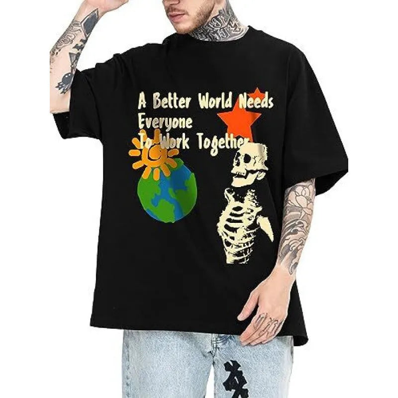 Man wearing a digitally printed short-sleeve street style sports t-shirt