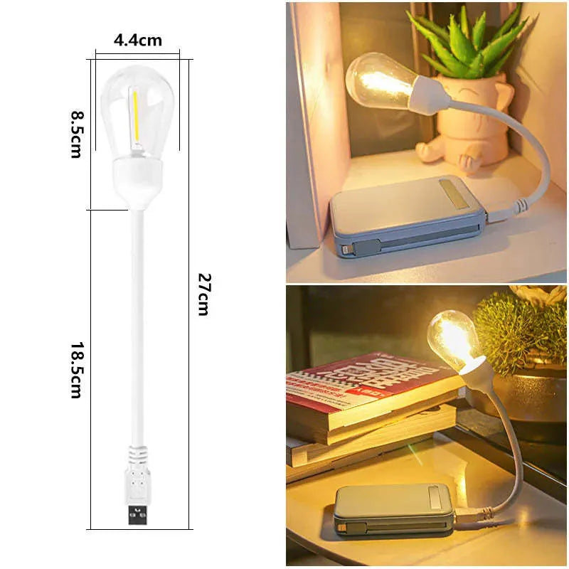 USB rechargeable folding tungsten night light with S14 bulb shape emitting warm 2700K light