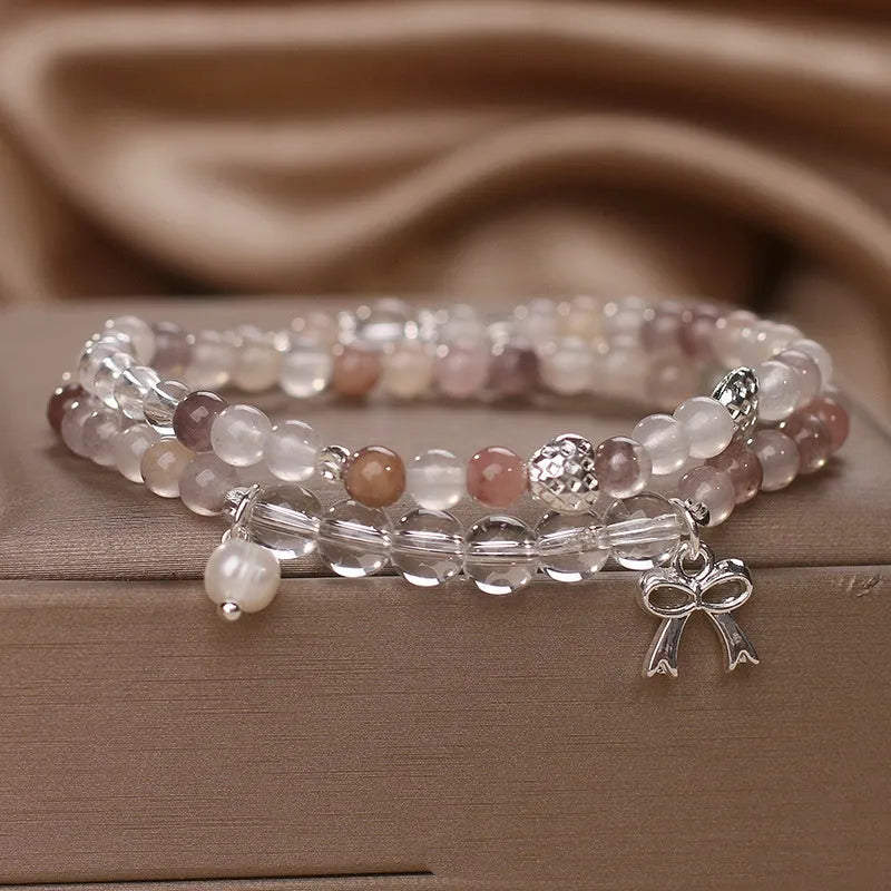 Chinese ancient style beaded butterfly bracelet on woman's wrist