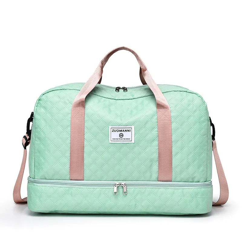 Oxford cloth portable large capacity travel bag in solid colour with 36-55L storage capacity