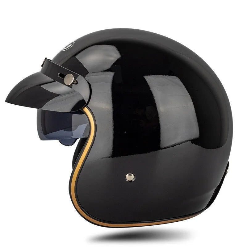 Retro-style half helmet for electric bike riding in ABS plastic, shown in a classic colour option.