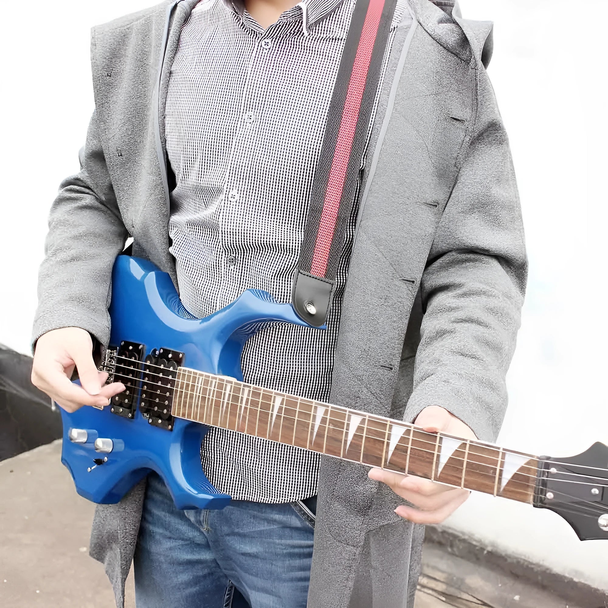 Universal woven crossbody instrument strap for guitar, bass, and ukulele in multiple colour options