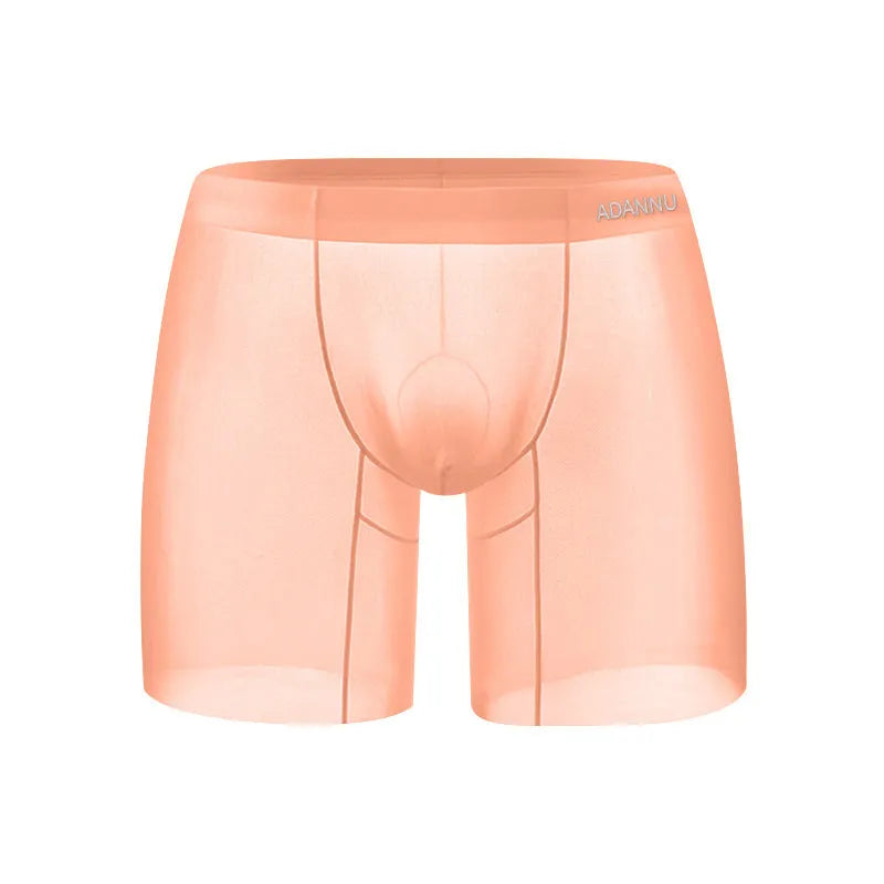 Ice silk men's boxer shorts in solid colours with low waist design