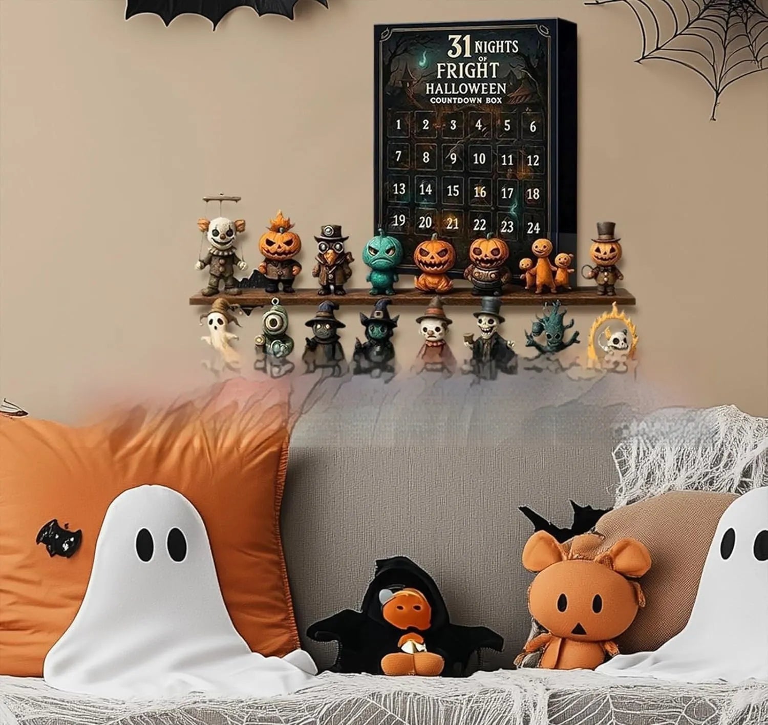 Halloween horror countdown box with 31 compartments and resin doll blind box surprises