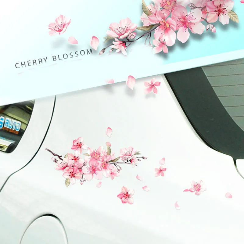 Personalized creative cherry blossom flower car sticker decal in PVC material available in two sizes