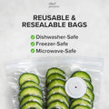 White USB electric vacuum pump with five 26x28cm plastic storage bags featuring zip-lock seals