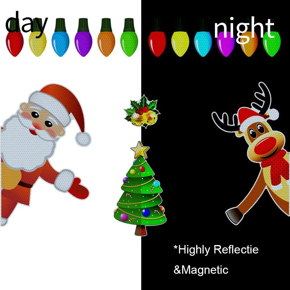 Christmas elk reflective magnetic car decoration sticker in medium size with cartoon design