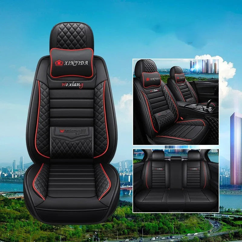 Leather car seat cushion with high elastic sponge filler in universal 65x55cm size