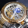 Forsining skeleton tourbillon mechanical watch with stainless steel case and bracelet