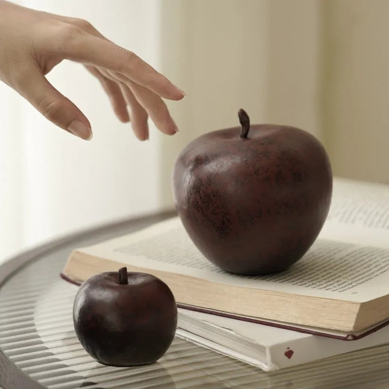 Retro Chinese ceramic apple desktop ornament in two size options